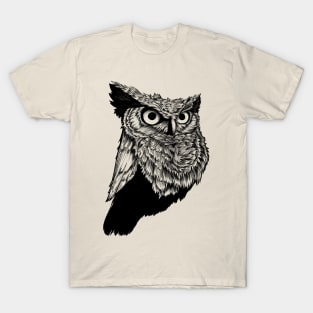 Owl line art with no colors T-Shirt
